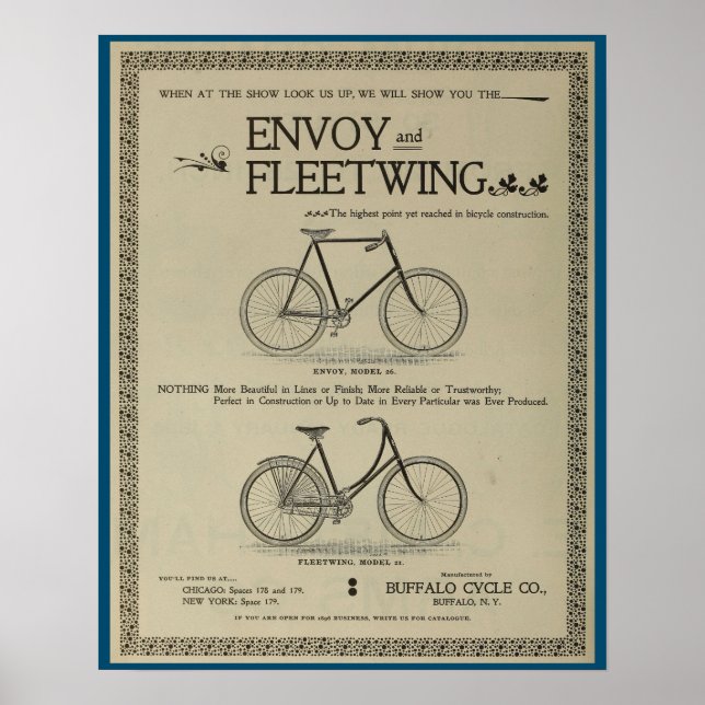 1896 Envoy Fleetwing Bicycles and Art Poster (Framsidan)