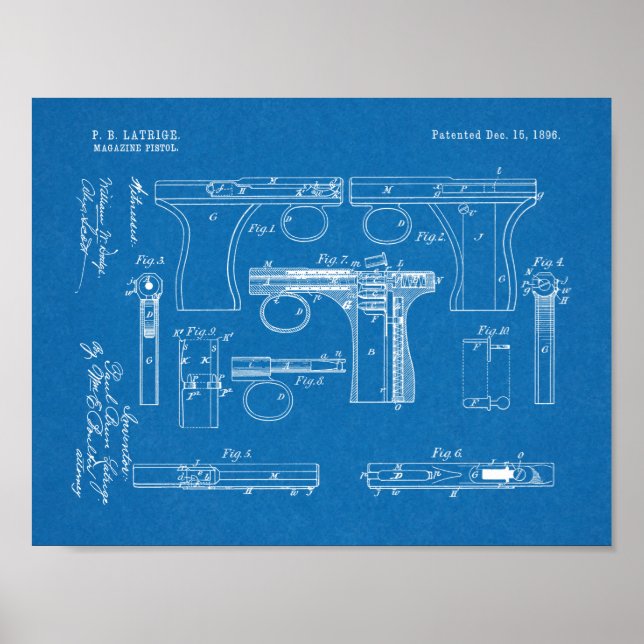 1896 Gun Magazine Patent Art Teckning Skriv ut Poster (Framsidan)