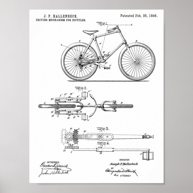 1896 Kontinuerlig utskrift av patenterad cykeldesi Poster (Framsidan)