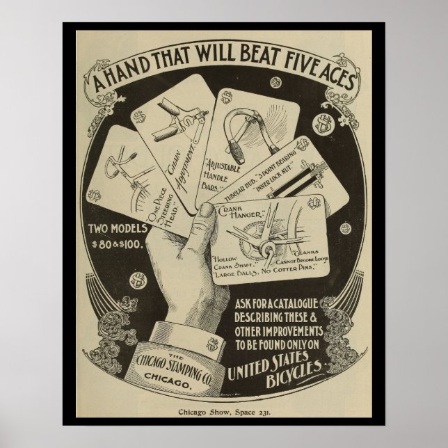 1896 United Stater Bicycles and Art Poster (Framsidan)