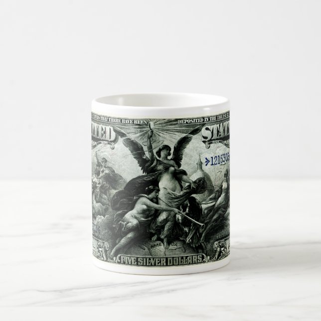 1896 US fem dollar silvercertifikat Kaffemugg (Center)