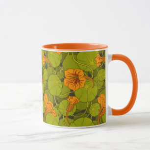 1896 Victorian Nasturtium Blommigt Skriv ut Mugg