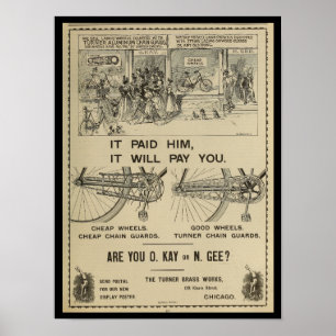 1896 Vintage Bicycle Magazine and Art Poster