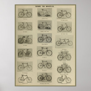 1896 Vintage Bicycle Models and Art Poster