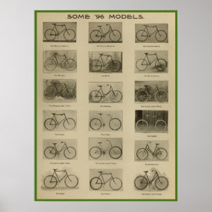 1896 Vintage Bicycle Models and Art Poster