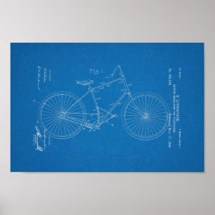 1896 Vintage Bicycle Patent Print Blueprint Poster