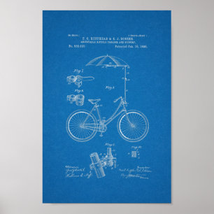 1896 Vintage Bicycle Patent Print Blueprint Poster