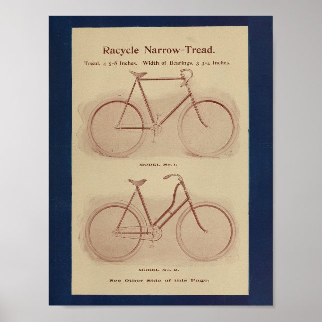 1896-Vintages racycle and Art-utskrift Poster (Framsidan)