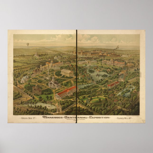 1897 Antique Panoramic Karta Poster (Framsidan)
