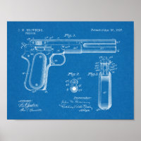 1897 Browning Gun Patent Art Teckning Print