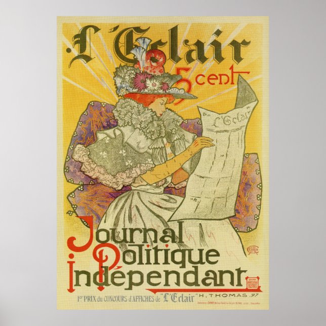 1897 Fransk art nouveau journal Poster (Framsidan)