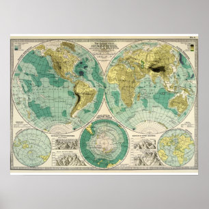 1897 Gamla världskartan - Antique Tra Poster