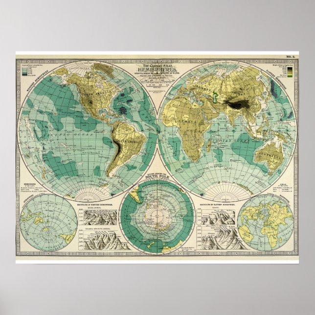 1897 Gamla världskartan - Antique Tra Poster (Framsidan)