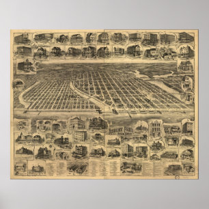 1897 Ocean Grove & Asbury Park, NJ Panoramic Karta Poster