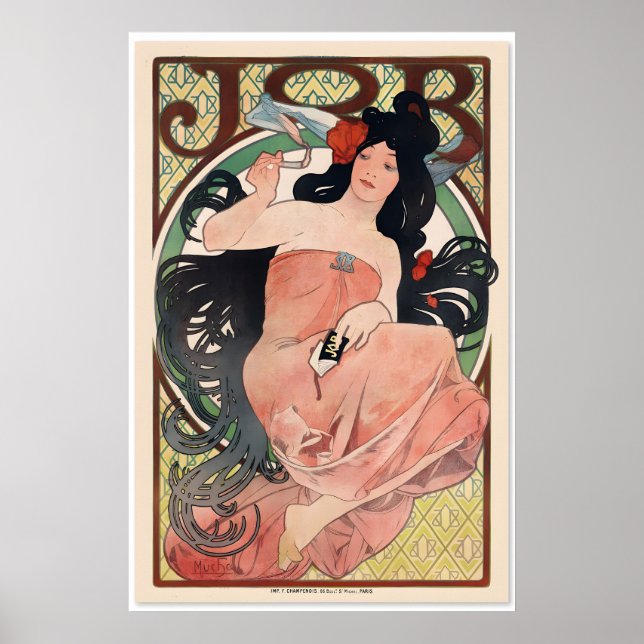 1898 Alphonse Mucha Job Rullande Papper Klassisk K Poster (Framsidan)