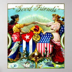 1898 Bra Friends Cigars Poster