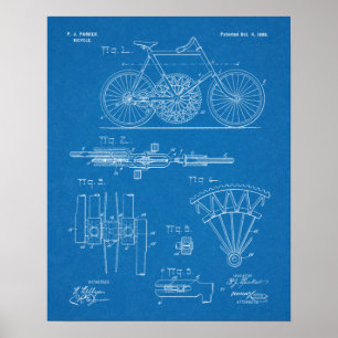 1898 Chainless Gear to Gear Bicycle Patent Print Poster