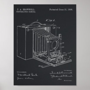 1898 FV-utskrift av kamerapatent Art Teckning Poster