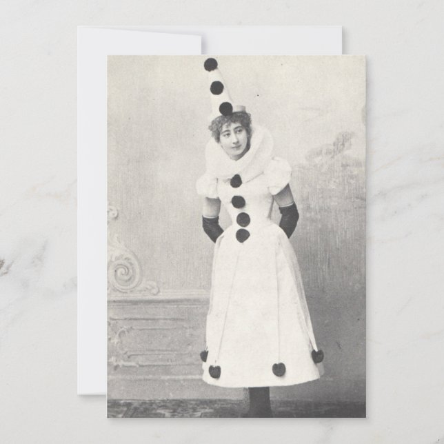 1898 Kvinnor i clown Costume, Antique Photograph Inbjudningar (Framsida)