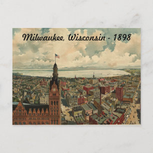 1898 Milwaukee, WI Birds Öga View Postcard! Vykort