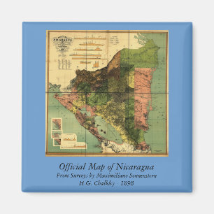 1898 Officiell Karta i Nicaragua Magnet