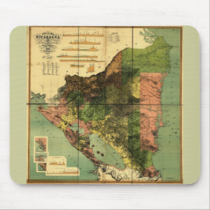 1898 Officiell Karta i Nicaragua Musmatta