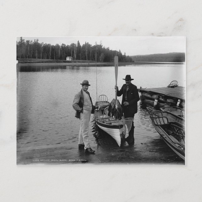 1898 Sjö Gogebic Black Bass Fishing Vykort (Framsida)