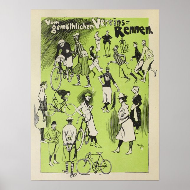 1898 Vintage Bicycle Klubb Tävling Ad Art Poster (Framsidan)