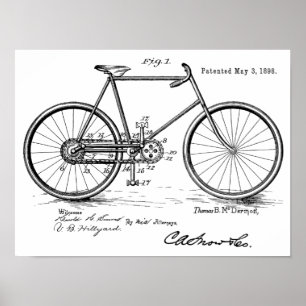 1898 Vintage Bicycle Patent Art-utskrift Anpassa Poster