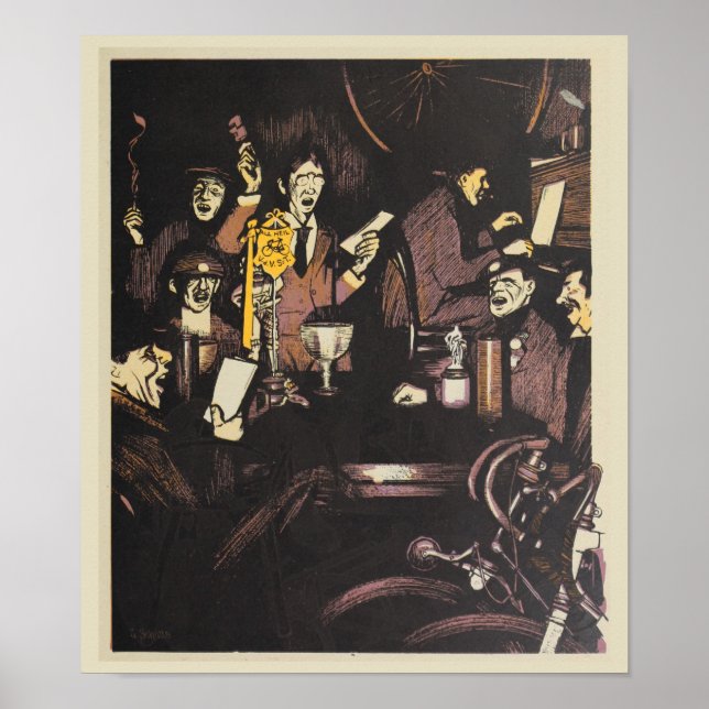 1898 Vintage Bicycle Post Tävling Ad Art Poster (Framsidan)