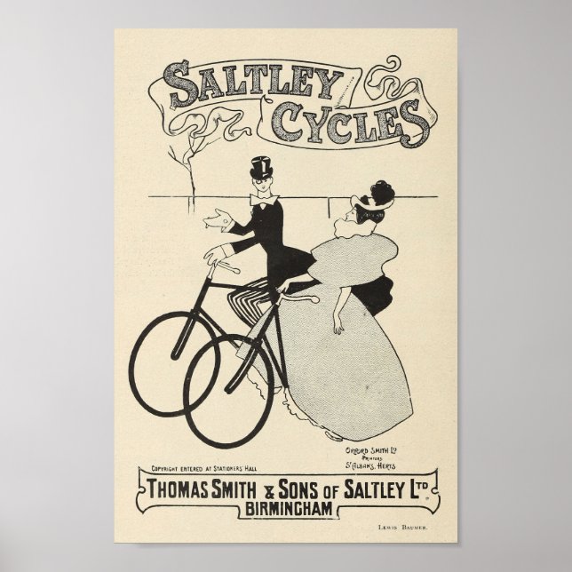 1898 Vintage Cycle Saltley Cycles and Art Poster (Framsidan)