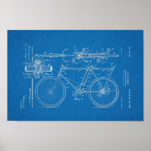 1898-Vintages Chainless Bicycle Patent Art Print Poster