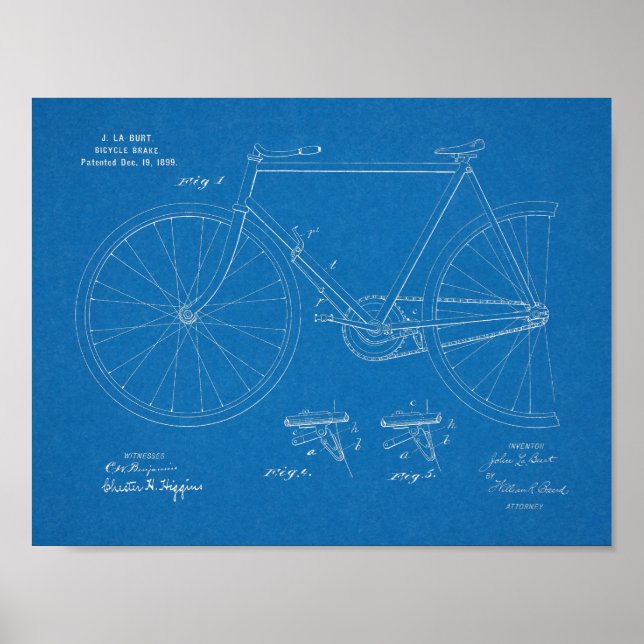 1899 Cycle Broke Patent Art Teckning Skriv ut Poster (Framsidan)