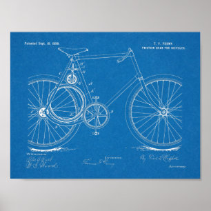 1899 Cycle Gear Patent Art Teckning Skriv ut Poster