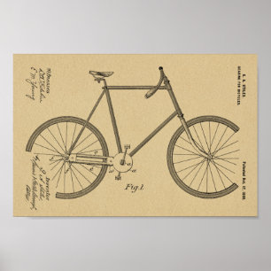 1899 Cycle Gearing Patent Art Teckning Skriv ut Poster