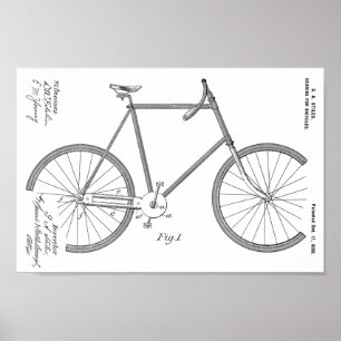 1899 Cycle Gearing Patent Art Teckning Skriv ut Poster