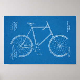 1899 Cycle Gearing Patent Art Teckning Skriv ut Poster