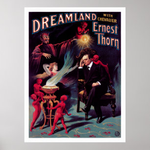 1899 Ernest Thorn Vintage Magician Poster återst