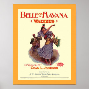 1899 Gamla Lakan Music Cover Copy BELLE OF HAVANA Poster