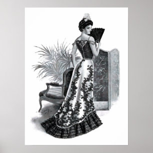 1899 Victorian Dam i Evening Gown Poster