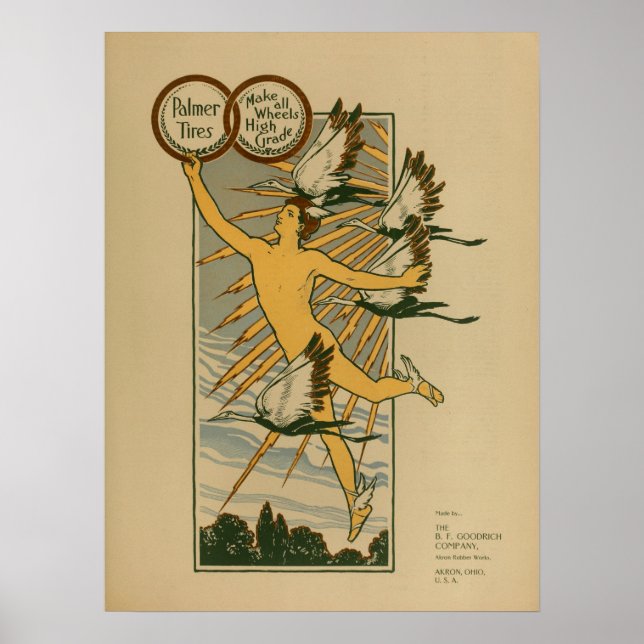 1899 Vintage Bicycle Däck Magazine Ad Art Poster (Framsidan)