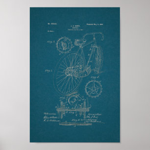 1899 Vintage Bicycle Patent Print Blueprint Art Poster
