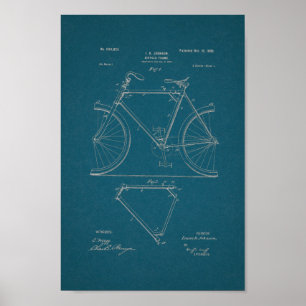 1899 Vintage Bicycle Patent Print Blueprint Art Poster