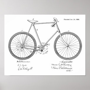 1899-Vintages Chainless Bicycle Patent Art Print Poster