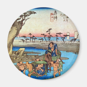 18. 興 津 宿, 広 Okitsu-juku, Hiroshige, Ukiyo-e Magnet