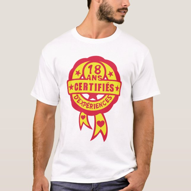 18 ans anniversaire certifie experience logo tampo t shirt (Framsida)