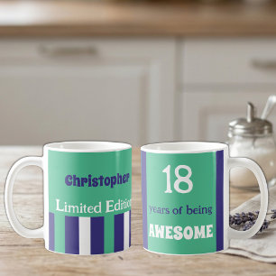 18 år av att vara fantastisk namn grön lila kaffemugg