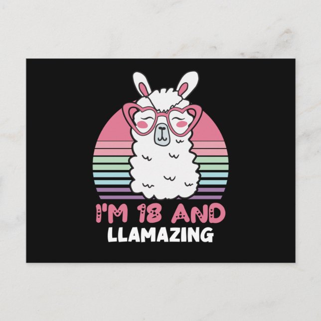 18 år födelsedag Llamazing 18-årsdag lama Vykort (Framsida)