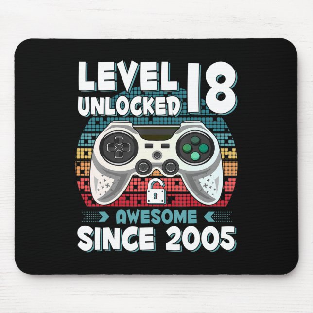 18 års BDay Son Boy Roligt Gamer 18:e 18-årsjubile Musmatta (Framsidan)