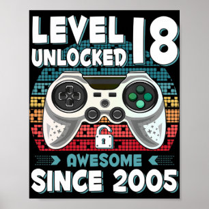 18 års BDay Son Boy Roligt Gamer 18:e 18-årsjubile Poster
